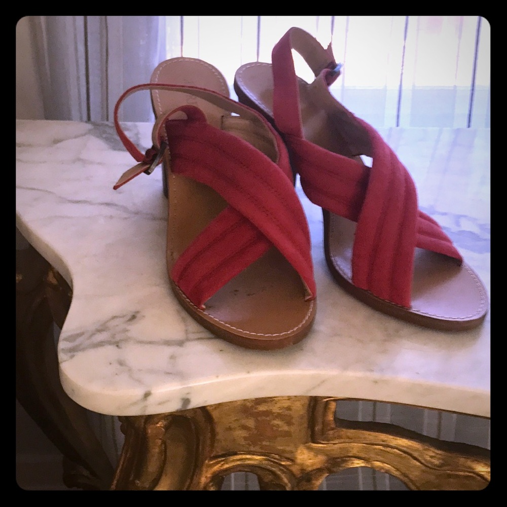 Jcrew red sandals 9
